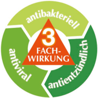 3-fach Wirkung: Antibakteriell, antientzündlich, antiviral